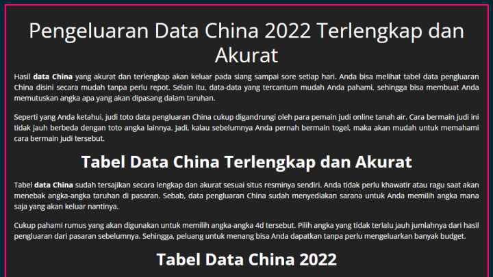 Situs Prediksi Data China Dengan Tingkat Ketepatan 75 %