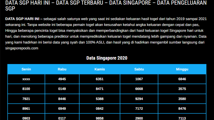 Data Keluaran Singapore Terkomplet dan Sah